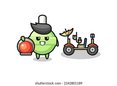 the cute lollipop as astronaut with a lunar rover , cute style design for t shirt, sticker, logo element