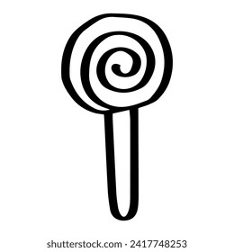 cute lollipop candy outline sweet dessert. Flat Design isolated colored clipart.