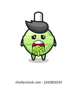 the cute lollipop character with puke , cute style design for t shirt, sticker, logo element