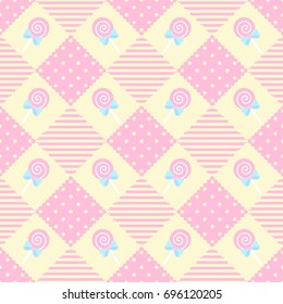 Cute lollipop seamless design geometry pattern in pink theme.
