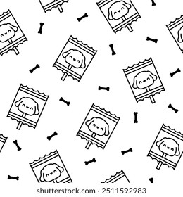 Cute lollypop with animal face. Seamless pattern. Coloring Page. Cartoon sweet candies. Hand drawn style. Vector drawing. Design ornaments.