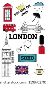 Cute London elements for various uses.