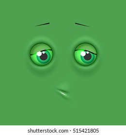 Cute lonely emoticonon flat square background