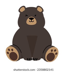 Cute Lonely teddy Bear sitting cartoon