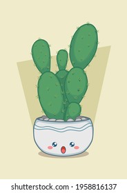 cute long cactus in pot