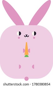 Cute Long Ears Pink Fat Bunny Eating A Carrot