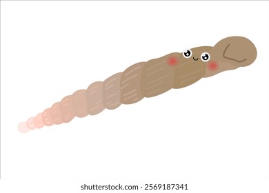 Cute long mollusc. Vector simple color flat illustration.