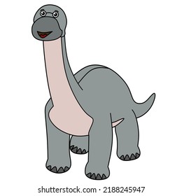 cute long neck dinosaur character drawing vector