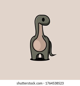 cute long-necked dinosaur character vector