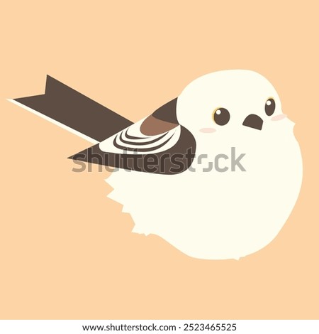 Cute Long-tailed Tit on the beige background