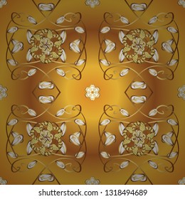 Cute Look. Vector illustration. Seamless. Illustration in brown and yellow colors. Luxury Geometric Pattern. In vintage style.