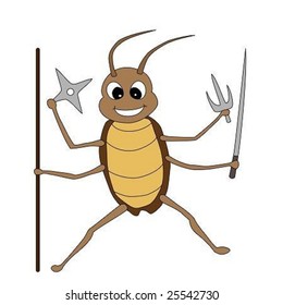 A Cute Looking Cartoon Fighting  Cockroach