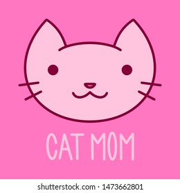 Cute looking cat, cat mom. Hand drawn cute cat illustration in doodle style. For children, women, funny, cute. Vector EPS