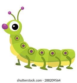 Cute looking caterpillar cartoon vector illustration.