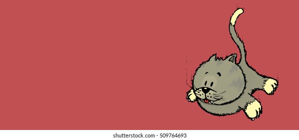 Cute looking cat.horizontal banner. vector illustration
