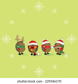 Cute looking Christmas hedgehogs clock pattern vector illustration Ready for Christmas