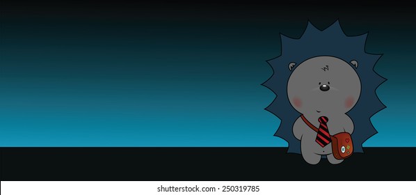 cute looking hedgehog vector illustration cute little hedgehog wearing a tie and bag horizontal orientation