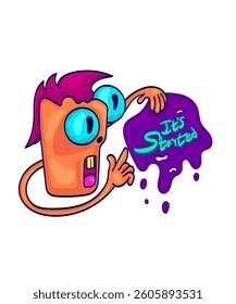 Cute looking monster is showing a board