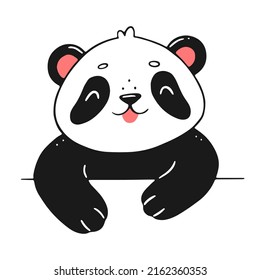 Panda de aspecto lindo al estilo de los dibujos animados. Ilustración animal aislada del vector.