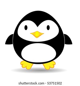 Cute looking penguin standing alone