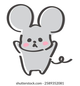 A cute, loose, hand-drawn illustration of a mouse