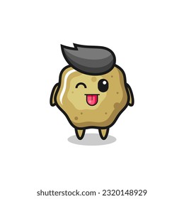 cute loose stools character in sweet expression while sticking out her tongue , cute style design for t shirt, sticker, logo element