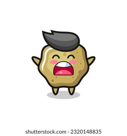 cute loose stools mascot with a yawn expression , cute style design for t shirt, sticker, logo element