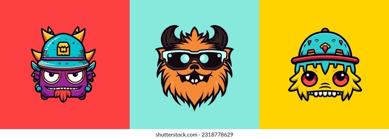 Cute and lovable kawaii monster illustration, sure to bring a smile to anyone's face set