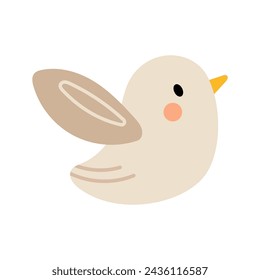 Cute lovable little bird. Cartoon illustration in childish style for kids cards, baby shower, invitation, poster. Vector stock illustration