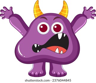 Ein süßes und liebenswertes violettes Außerirdisches Monster mit einem Horn