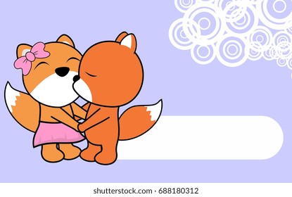 cute love baby boy and girl fox cartoon background in vector format very easy to edit 