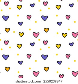 Cute love baby color pattern doodle hearts circles love Valentine vector