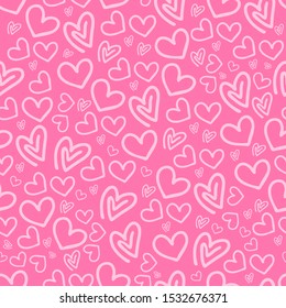 Cute love background. Hearts seamless pattern. Template for wrapping paper or card. Valentine's Day. The 14th of February.