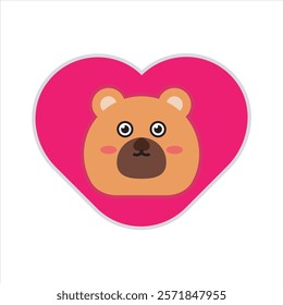 Cute love bear icon vector illustration, cute animals vector design for design mockup, sticker, printing valentines day theme pattern design. 