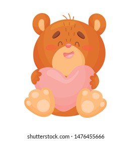 Cute love bear. Vector illustration on white background.