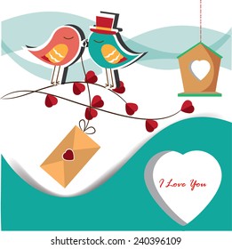 Cute love bird on a tree  , Valentines
