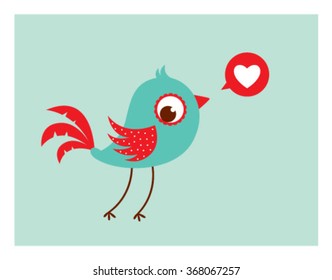 cute love bird vector illustration card