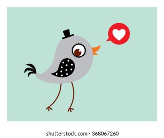 cute love bird vector illustration card