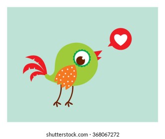cute love bird vector illustration card