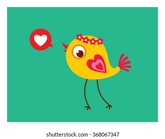 cute love bird vector illustration card