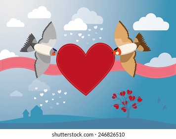 Cute Love birds. Valentine's Day. 