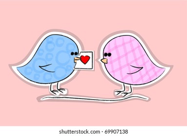 cute love birds, a vector