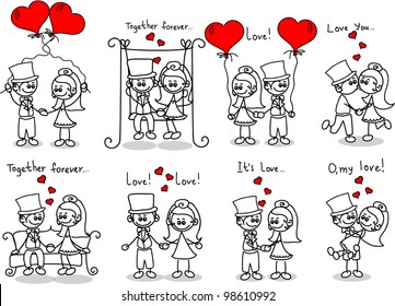 Cute love, the bride and groom