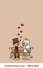 Cute love, the bride and groom