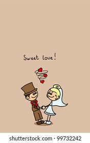 Cute love, the bride and groom