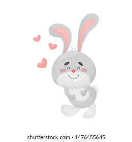 Cute love bunny. Vector illustration on white background.