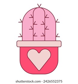 Cute love cactus. Heart cactus elements