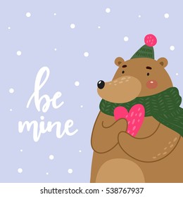 Cute love card with bear