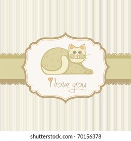 cute love card with cat