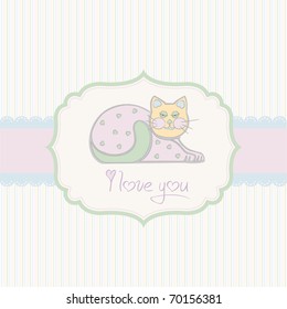 cute love card with cat